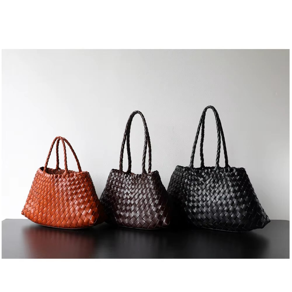 Niche Light Luxury High-End Sense First-Layer Cowhide Vegetable Basket Handmade Bag Retro Versatile Portable Underarm Bag