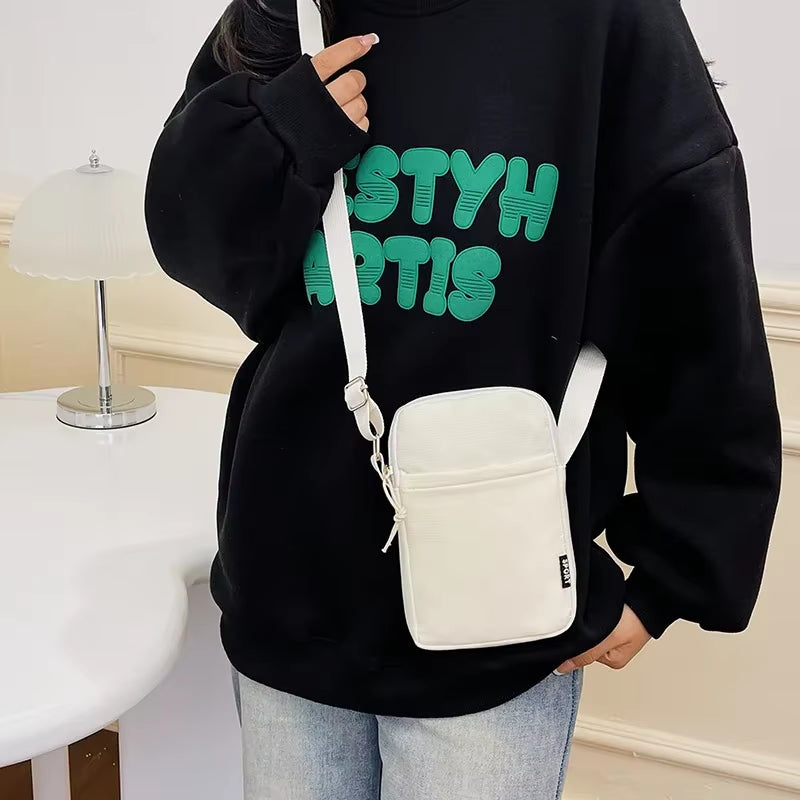 New Fashion Simple Casual Shoulder Messenger Bag, Women'S Portable Mobile Phone Bag, Vertical Coin Key Bank Card Shoulder Bag