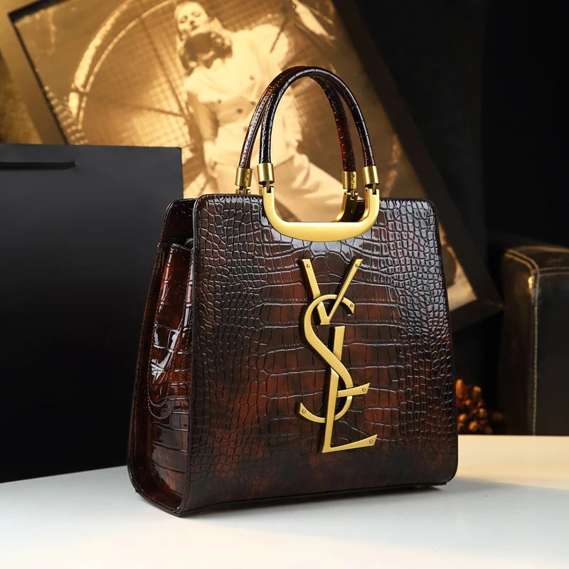 High-Grade Light Luxury Handbag 2024 New Autumn and Winter Fashion Tote Bag Women'S Crocodile Print Single Shoulder Crossbodybag