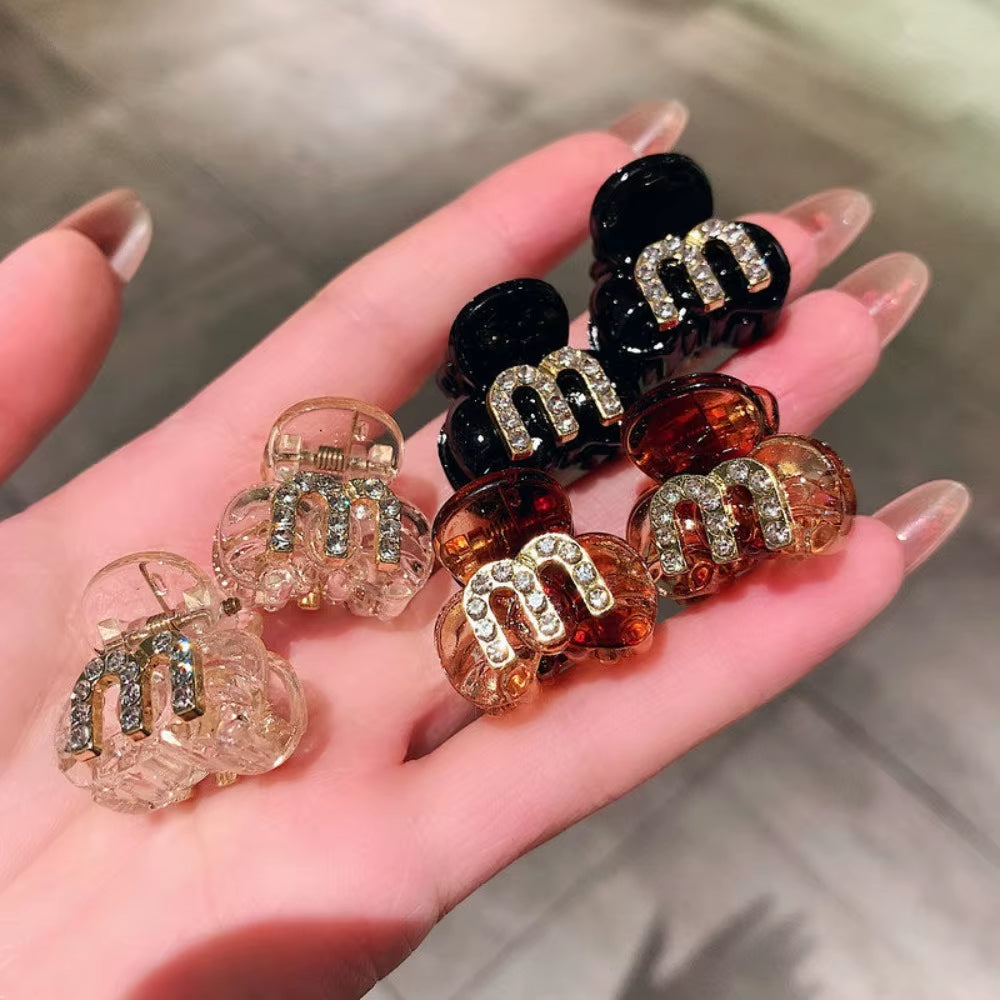 2PCS New Acrylic Rhinestone Bangs Side Hair Pins Forehead Clip Shiny Headdress Hairclips Grab Women Girls Hair Style Accessories