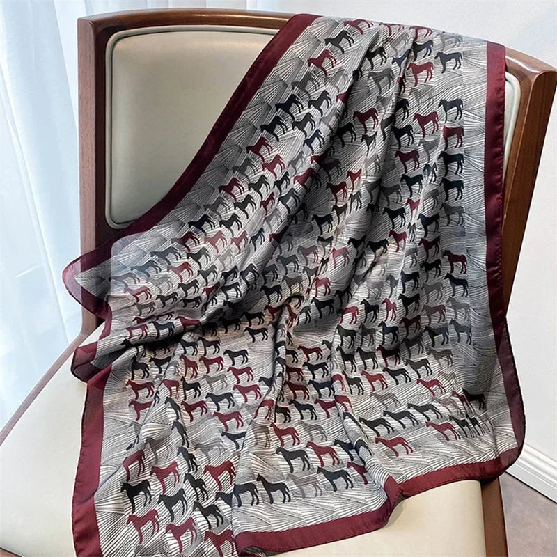 1 Pcs 70X70 Imitation Silk Satin Hair Scarf Women Handkerchief Printed Female Square Head Bandana Small Neck Muffler Hijab Lady