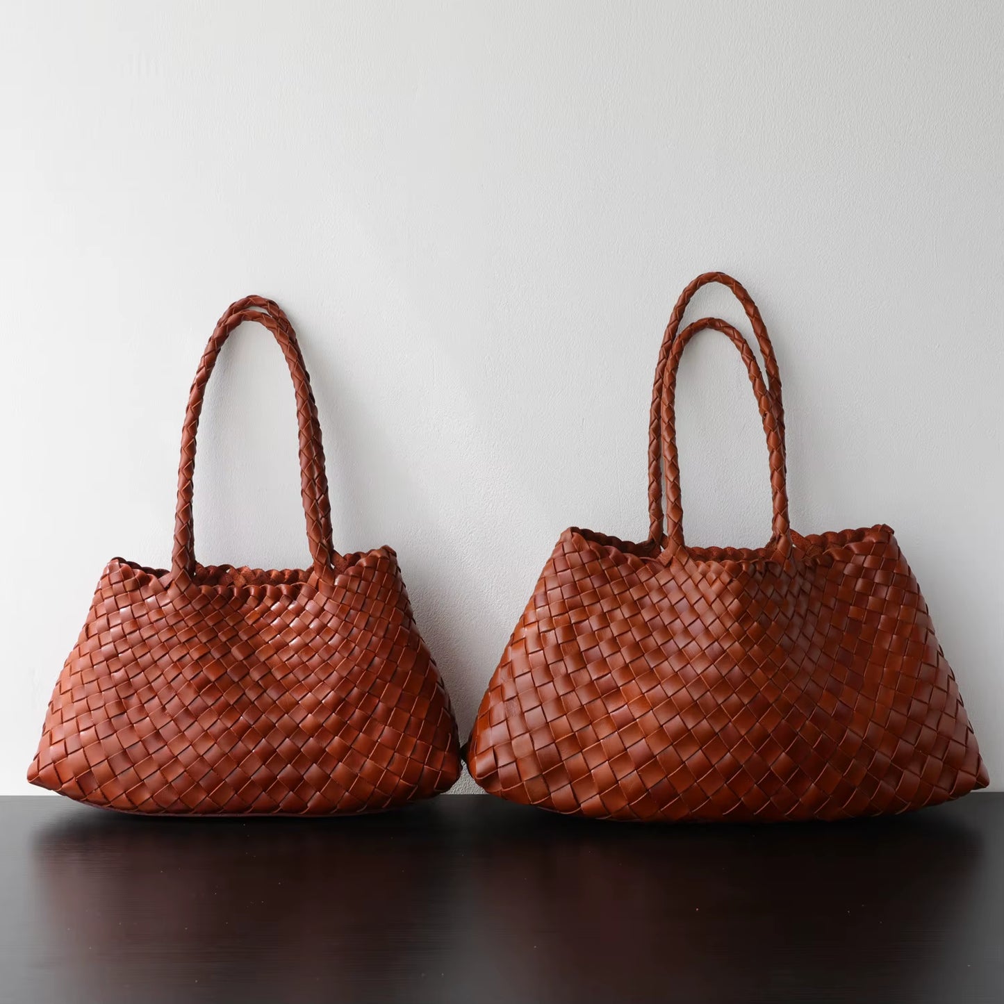 Niche Light Luxury High-End Sense First-Layer Cowhide Vegetable Basket Handmade Bag Retro Versatile Portable Underarm Bag