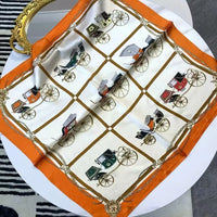 1 Pcs 70X70 Imitation Silk Satin Hair Scarf Women Handkerchief Printed Female Square Head Bandana Small Neck Muffler Hijab Lady