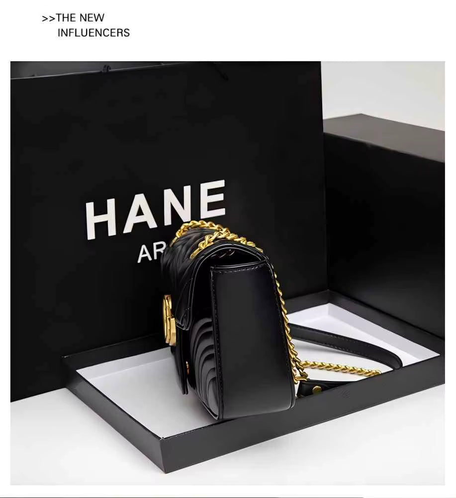 New Classic Leather Diamond-Pattern Chain Bag - Fashionable and Retro Crossbody Bag - Luxurious Designer Shoulder Bag - Handbag