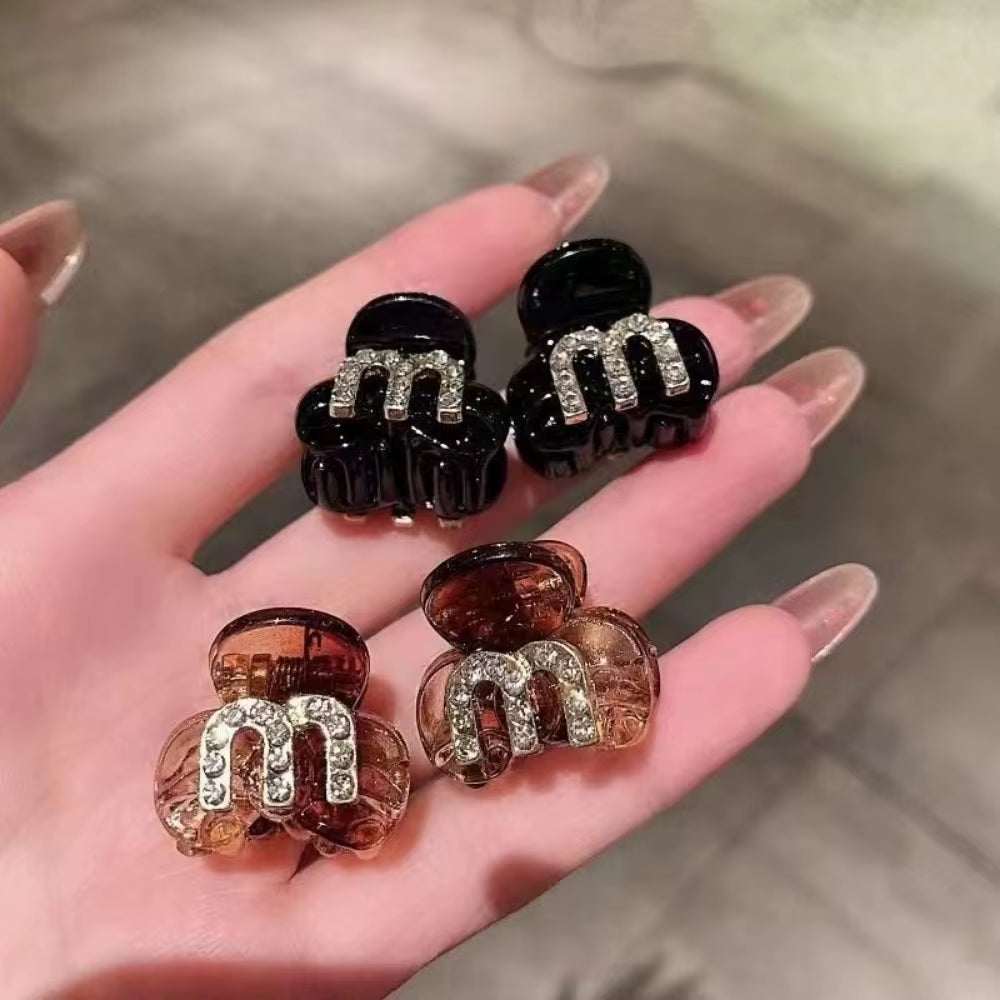 2PCS New Acrylic Rhinestone Bangs Side Hair Pins Forehead Clip Shiny Headdress Hairclips Grab Women Girls Hair Style Accessories