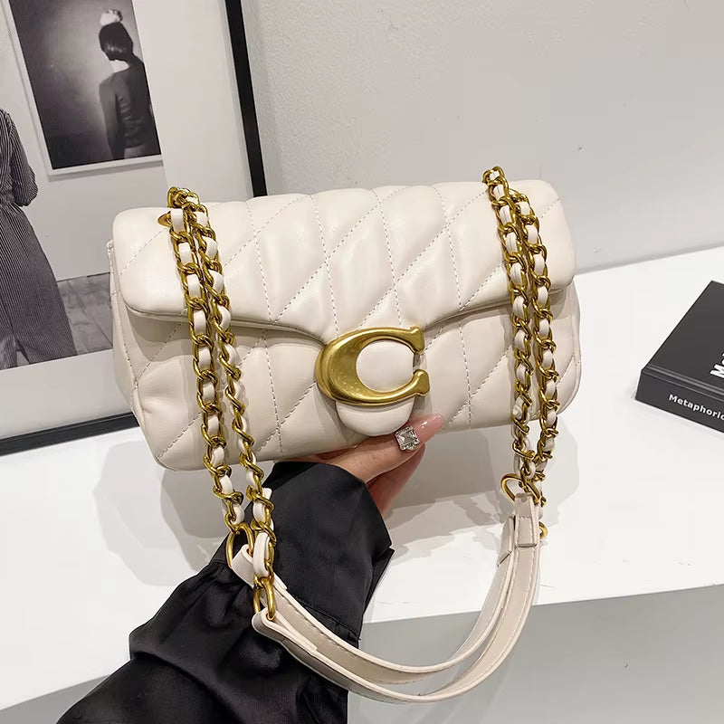 Luxury Fashion Women'S Chain Handbag PU Leather Girls Shoulder Messenger Bag Brand Lightweight Commuting Bag Tassel Square Bag