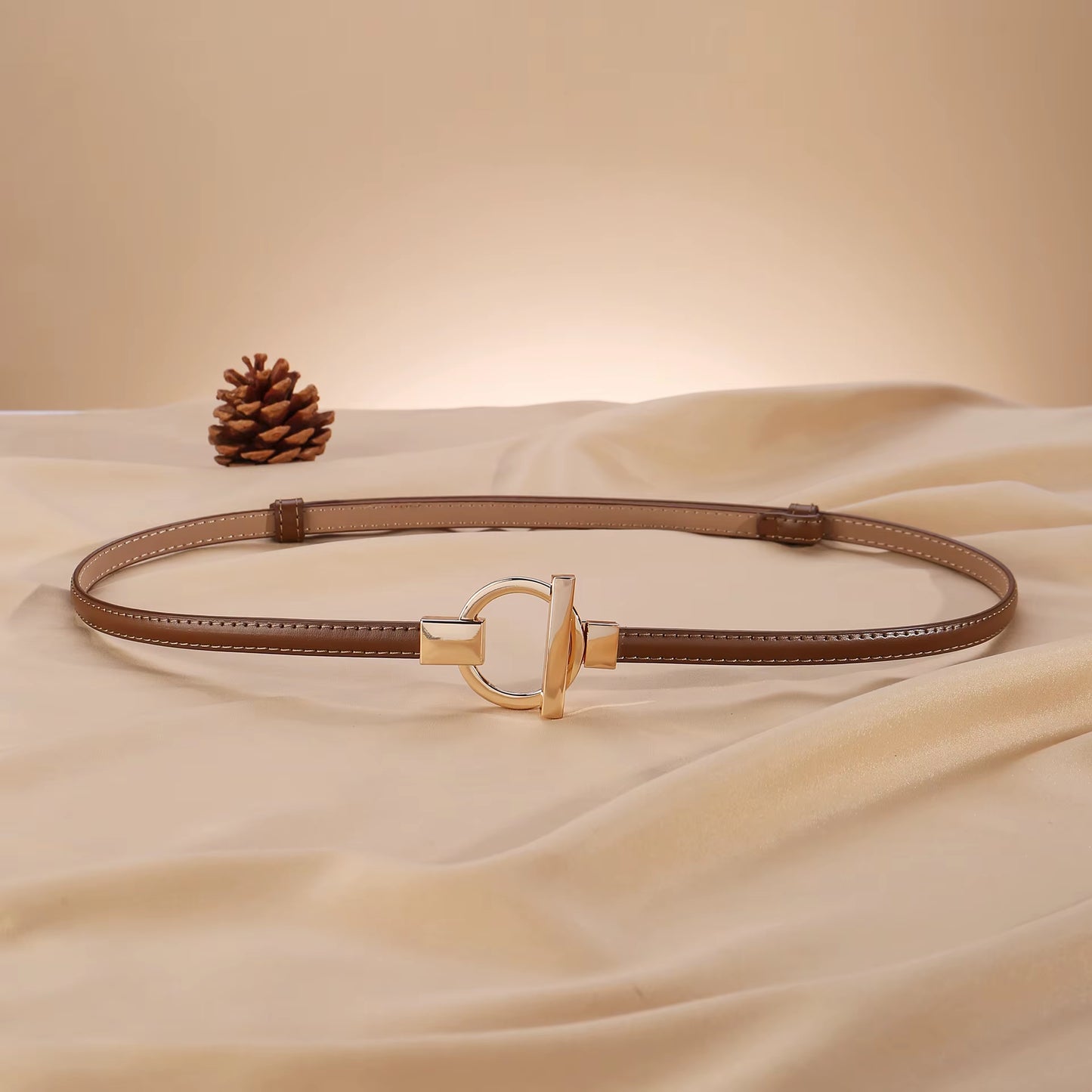 Leather Belt for Women Minimalist Cowhide Buckle Office Blazer Maxi Dress Fashion Accessory