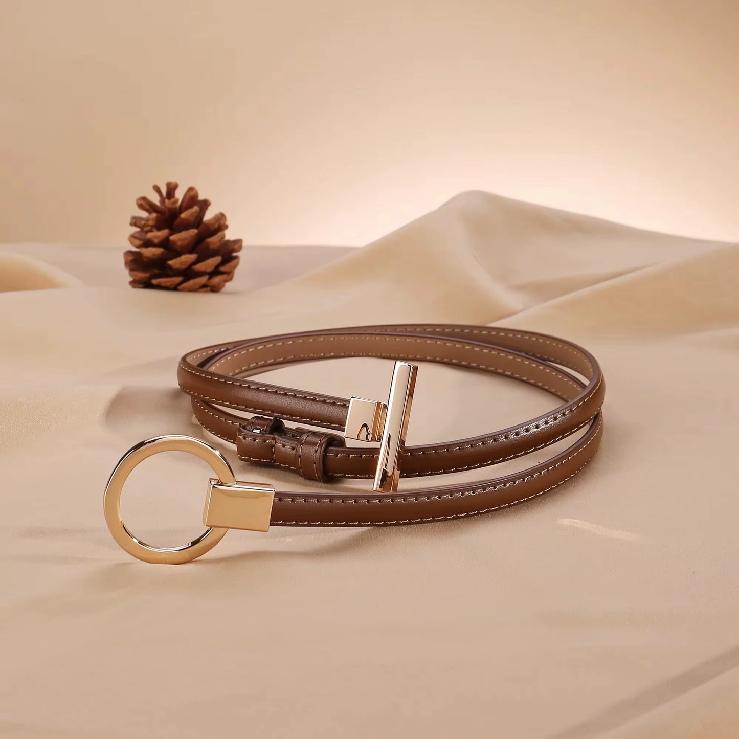 Leather Belt for Women Minimalist Cowhide Buckle Office Blazer Maxi Dress Fashion Accessory
