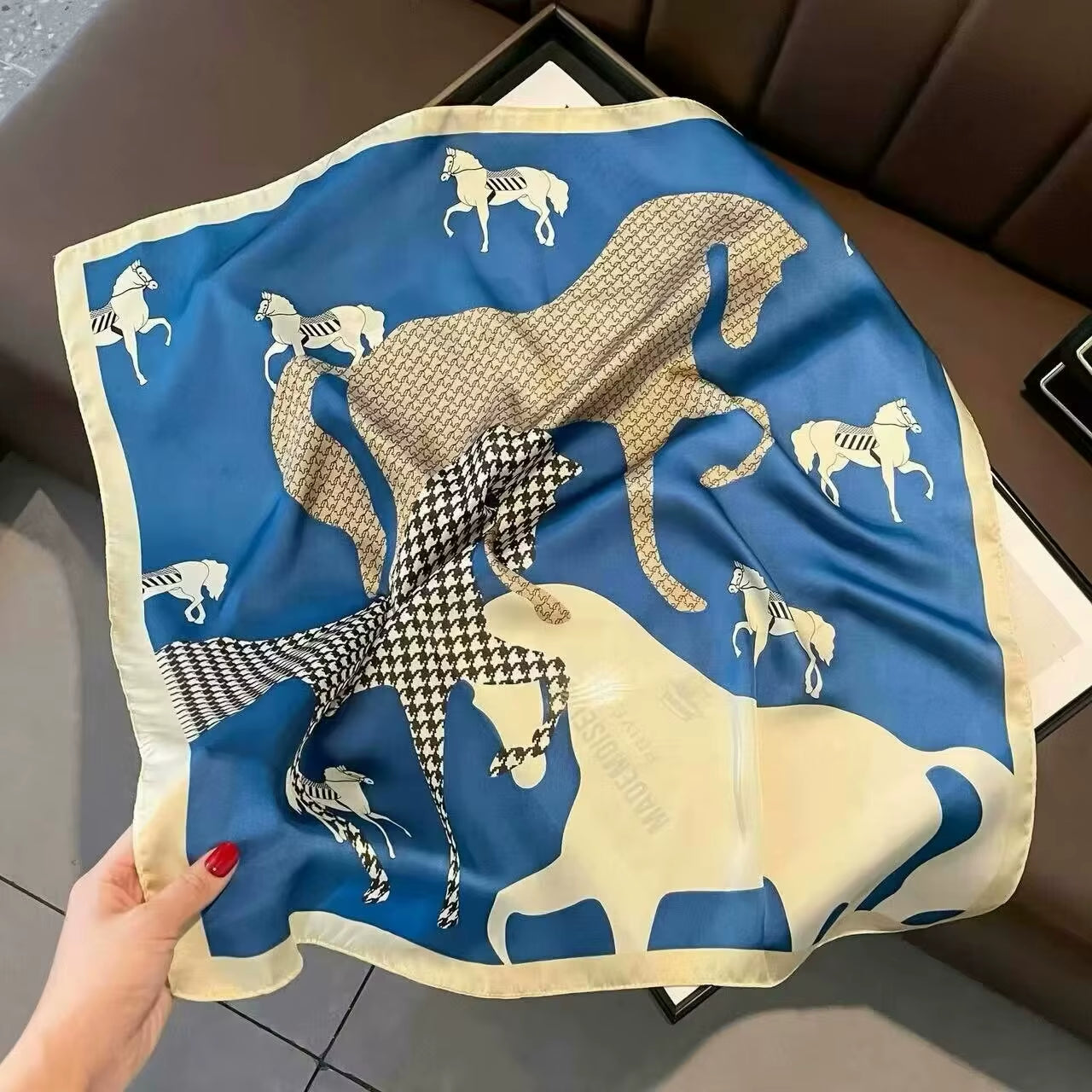 1 Pcs 70X70 Imitation Silk Satin Hair Scarf Women Handkerchief Printed Female Square Head Bandana Small Neck Muffler Hijab Lady
