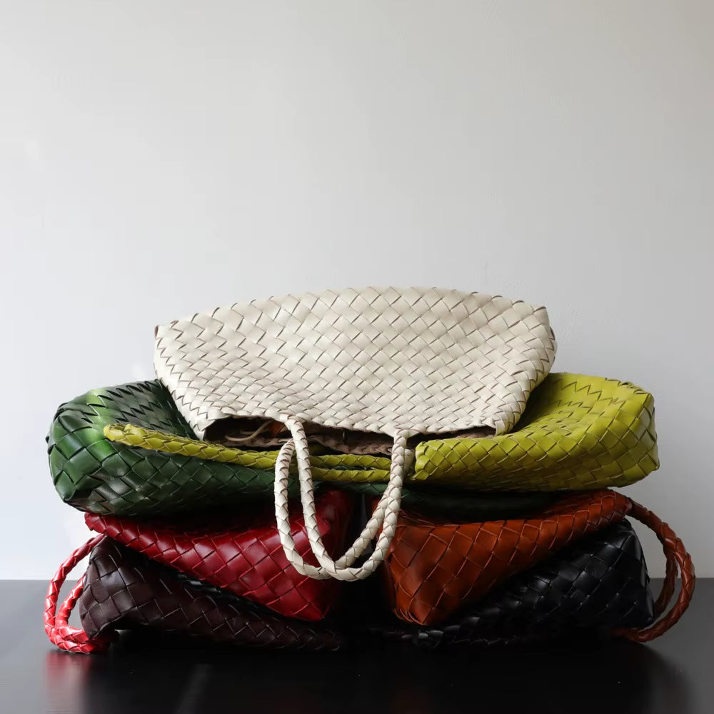 Niche Light Luxury High-End Sense First-Layer Cowhide Vegetable Basket Handmade Bag Retro Versatile Portable Underarm Bag
