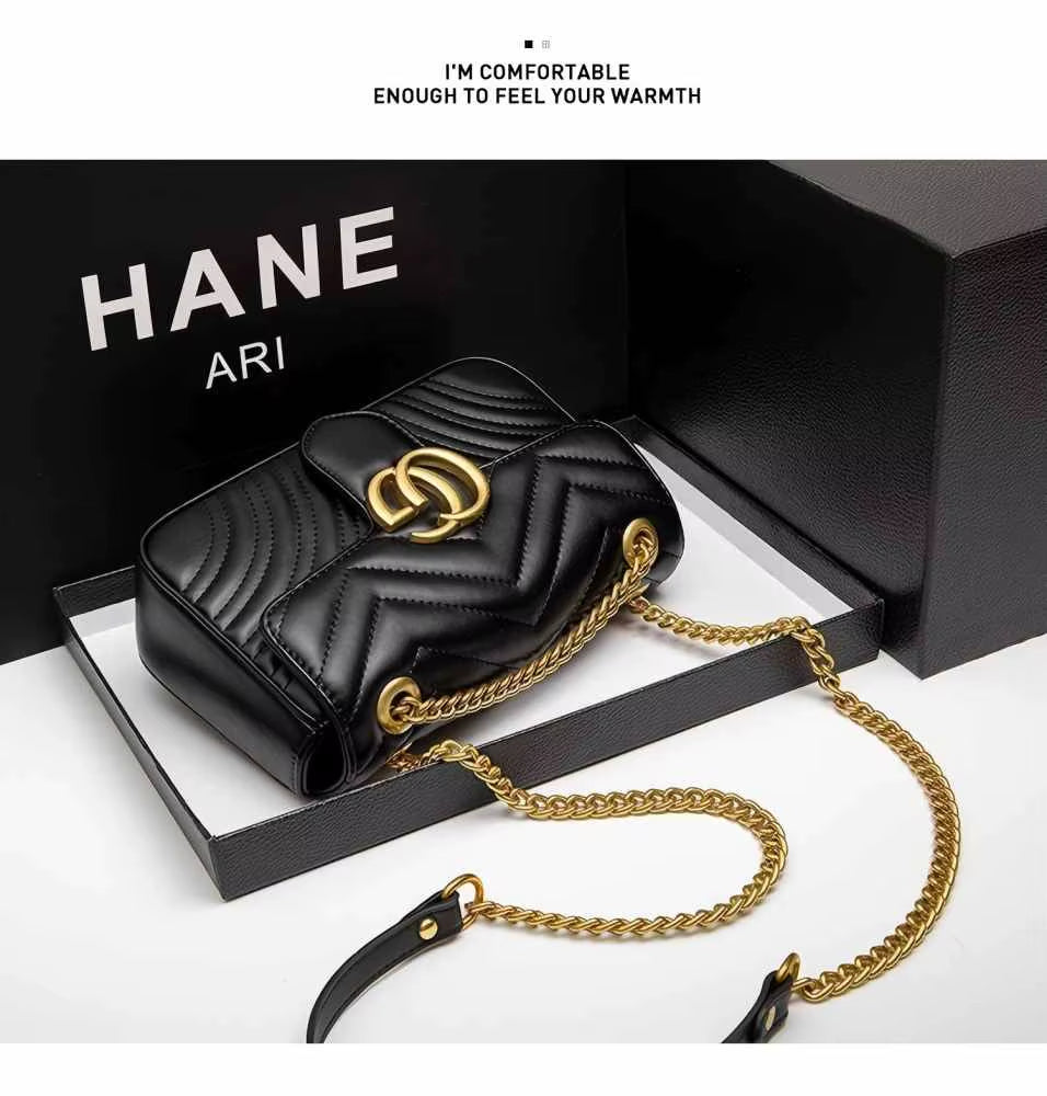 New Classic Leather Diamond-Pattern Chain Bag - Fashionable and Retro Crossbody Bag - Luxurious Designer Shoulder Bag - Handbag