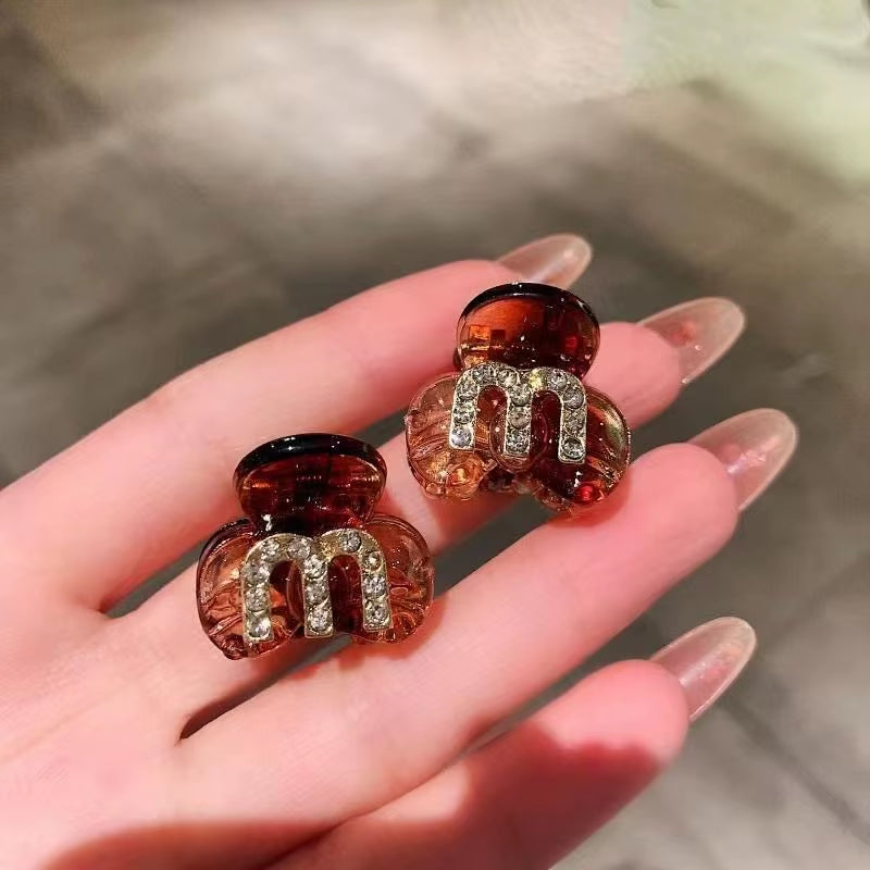 2PCS New Acrylic Rhinestone Bangs Side Hair Pins Forehead Clip Shiny Headdress Hairclips Grab Women Girls Hair Style Accessories