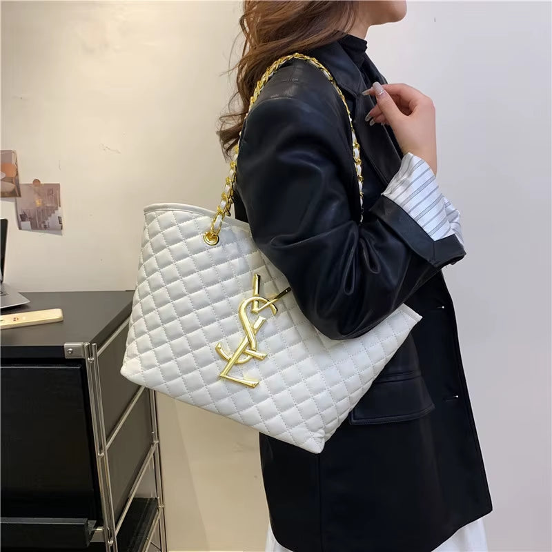 2025 New Model High-Class Women'S Bag: Trendy, Versatile, Fashionable Shoulder Bag with Large Capacity and Diamond Pattern Tote