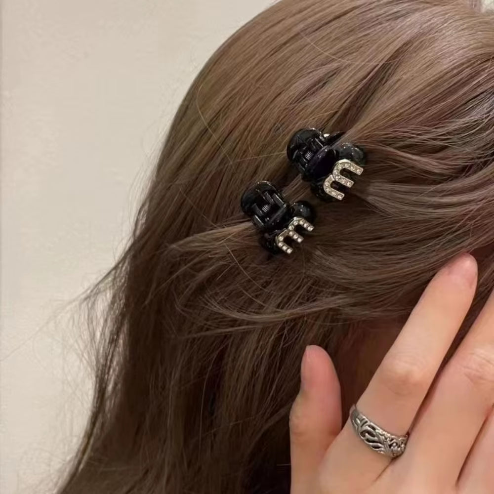 2PCS New Acrylic Rhinestone Bangs Side Hair Pins Forehead Clip Shiny Headdress Hairclips Grab Women Girls Hair Style Accessories