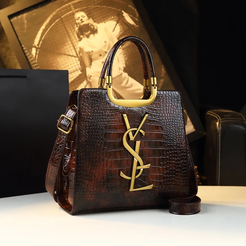 High-Grade Light Luxury Handbag 2024 New Autumn and Winter Fashion Tote Bag Women'S Crocodile Print Single Shoulder Crossbodybag