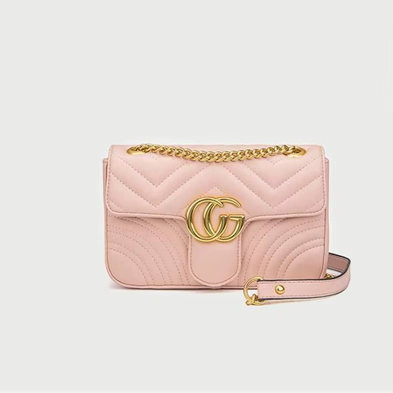 New Classic Leather Diamond-Pattern Chain Bag - Fashionable and Retro Crossbody Bag - Luxurious Designer Shoulder Bag - Handbag