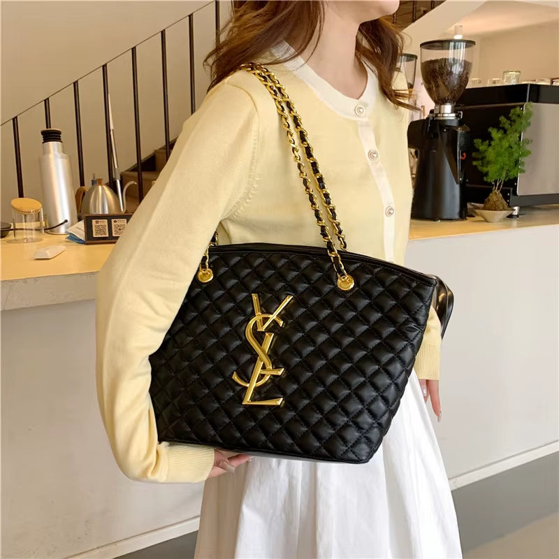 2025 New Model High-Class Women'S Bag: Trendy, Versatile, Fashionable Shoulder Bag with Large Capacity and Diamond Pattern Tote