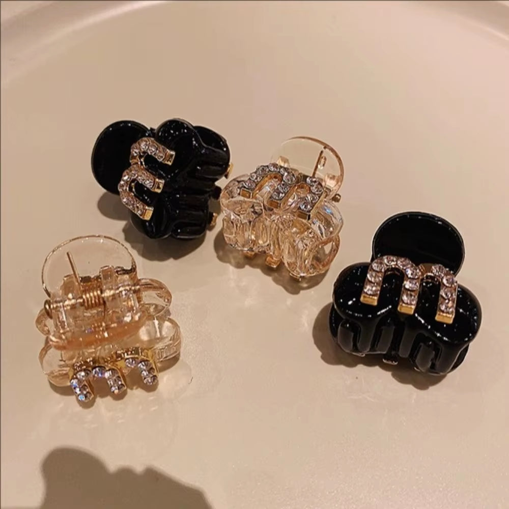 2PCS New Acrylic Rhinestone Bangs Side Hair Pins Forehead Clip Shiny Headdress Hairclips Grab Women Girls Hair Style Accessories