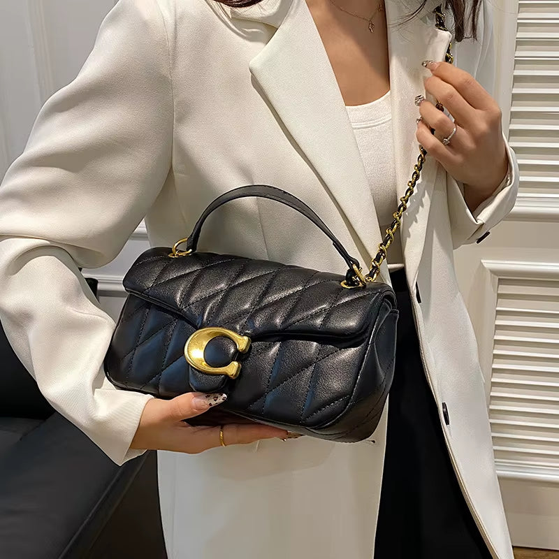 Luxury Fashion Women'S Chain Handbag PU Leather Girls Shoulder Messenger Bag Brand Lightweight Commuting Bag Tassel Square Bag