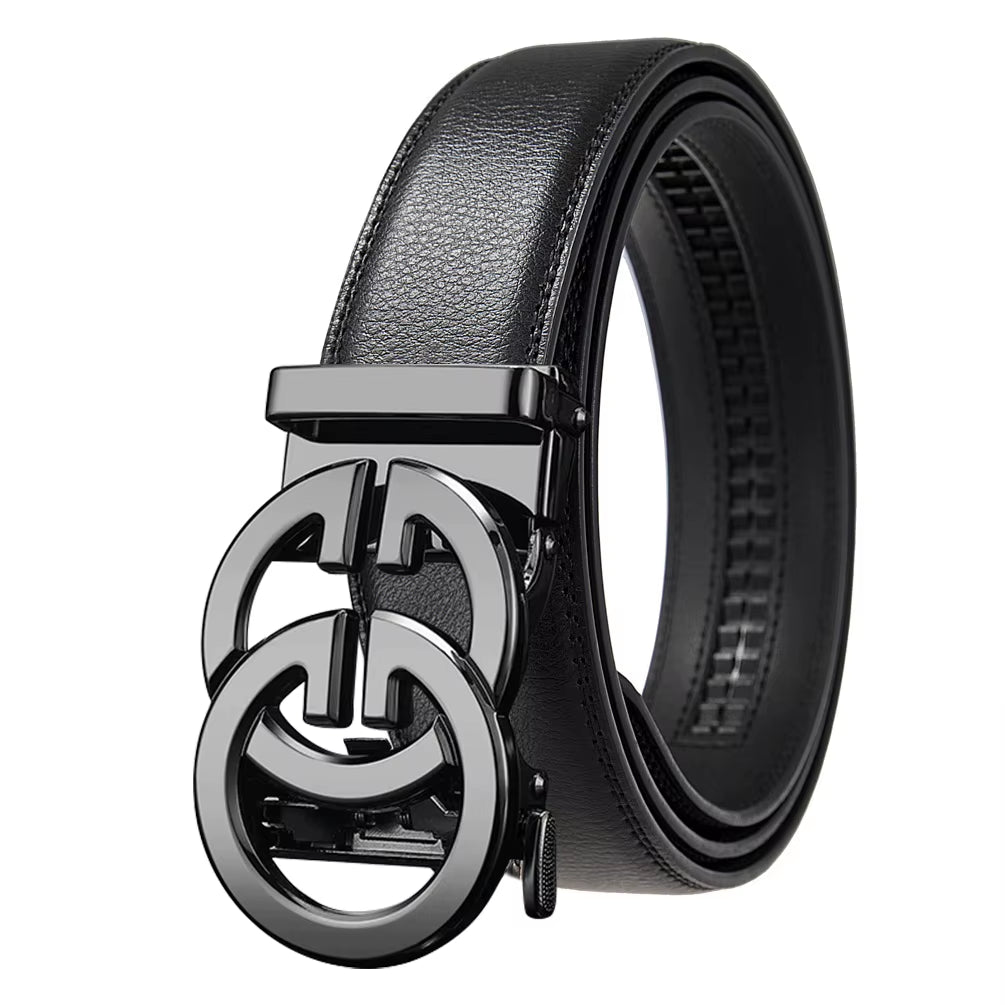 Fashion Design Belt for Men, Alloy Buckle High Quality PU Leather Automatic Belt, Adjustable Ratchet Business Casual Men'S Belt