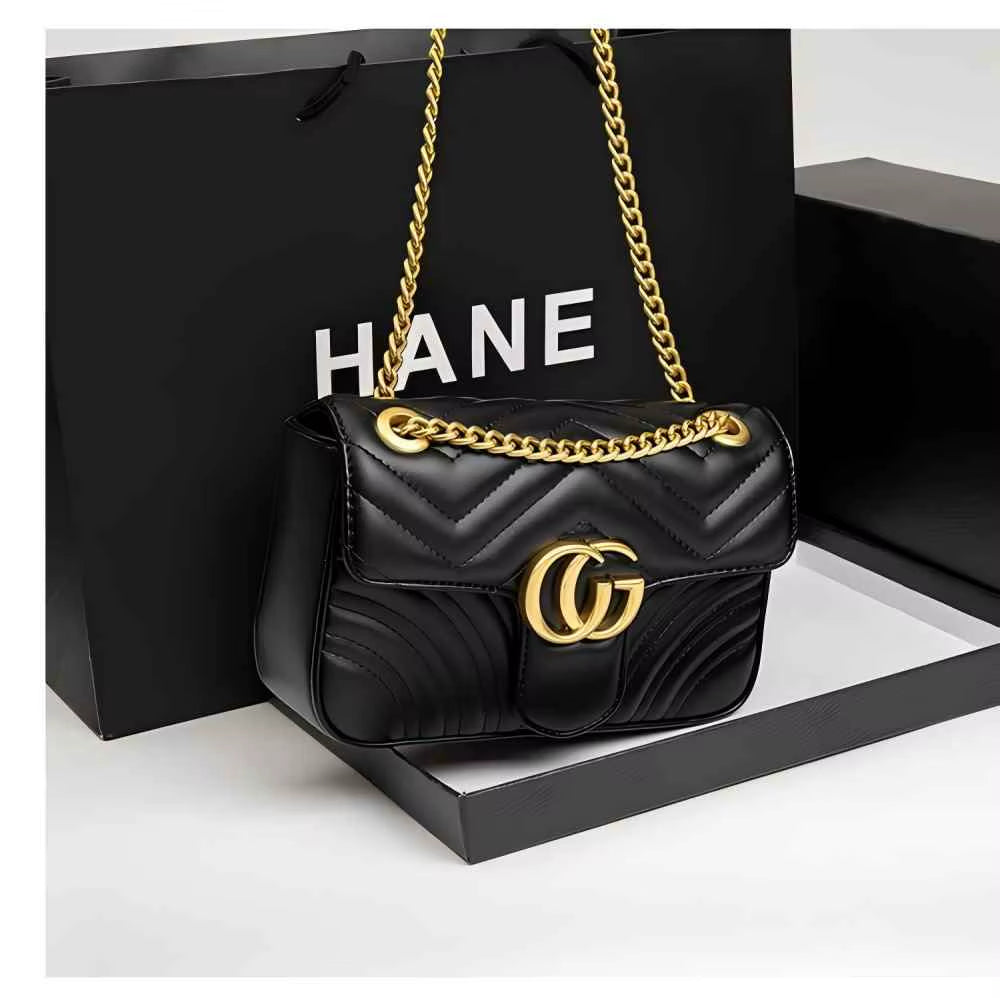 New Classic Leather Diamond-Pattern Chain Bag - Fashionable and Retro Crossbody Bag - Luxurious Designer Shoulder Bag - Handbag