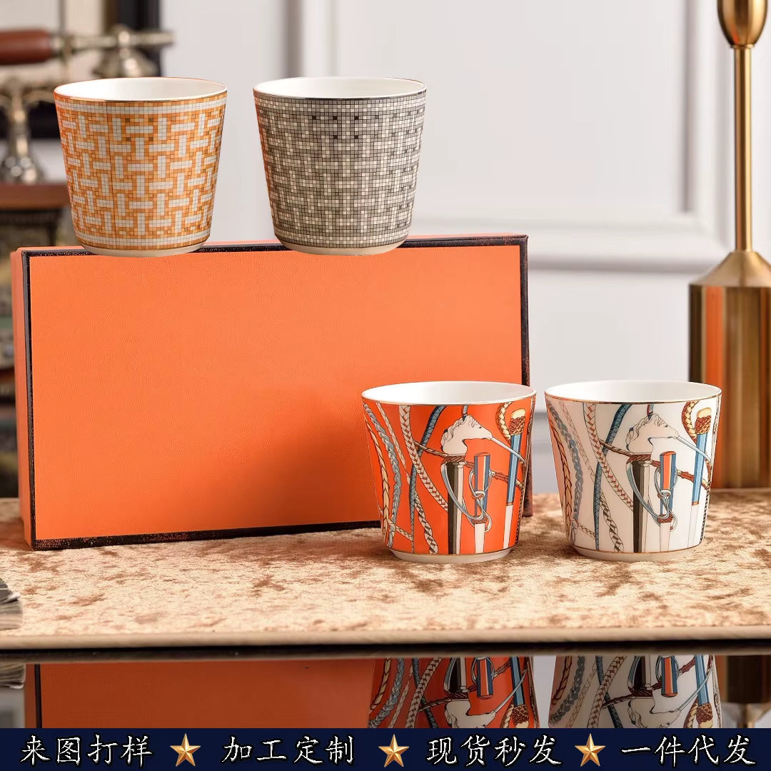 2025 New H Family Scepter Series Coffee Cup 250Ml Mosaic Handheld Couple'S Cup Family Breakfast Milk Cup