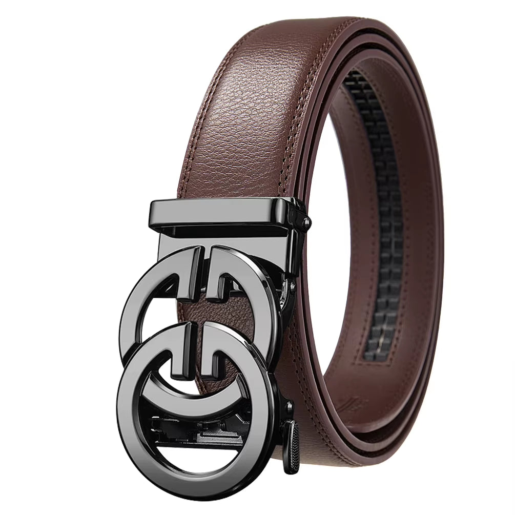 Fashion Design Belt for Men, Alloy Buckle High Quality PU Leather Automatic Belt, Adjustable Ratchet Business Casual Men'S Belt