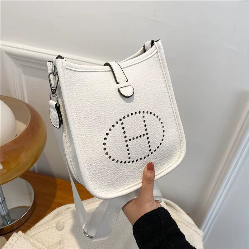 2025 New High-Quality Soft Leather Hollow Bucket Bag - Women'S Retro Texture Multi-Purpose Single Shoulder Crossbody Commuting B