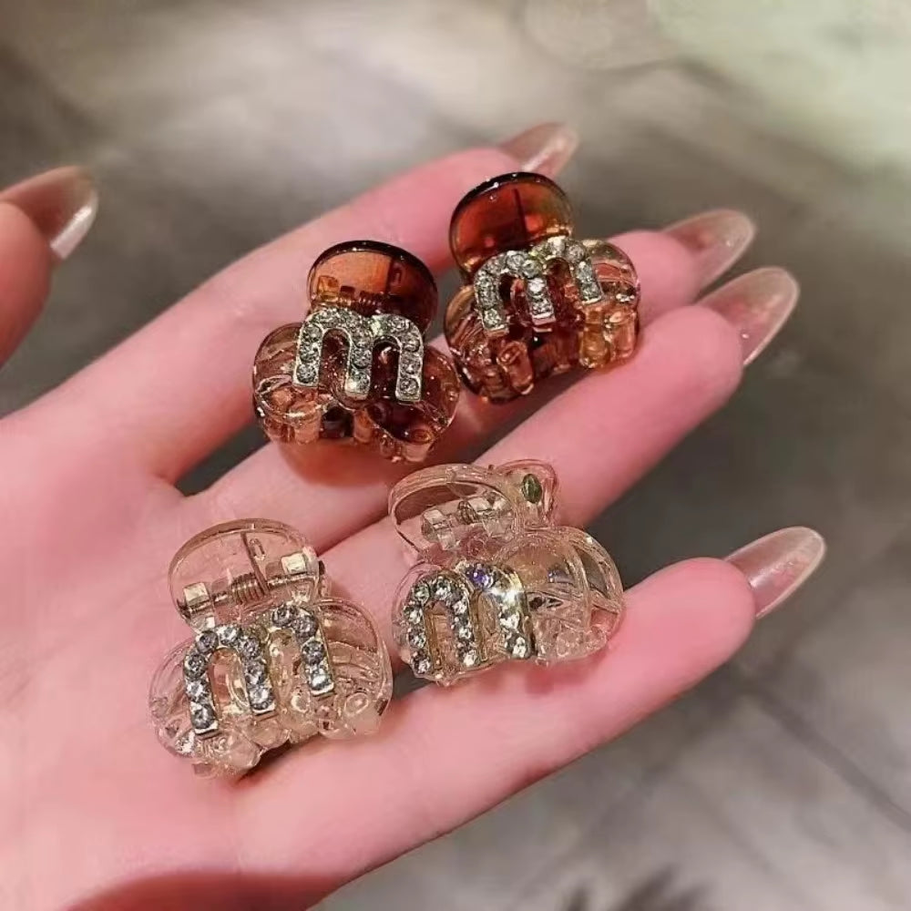 2PCS New Acrylic Rhinestone Bangs Side Hair Pins Forehead Clip Shiny Headdress Hairclips Grab Women Girls Hair Style Accessories