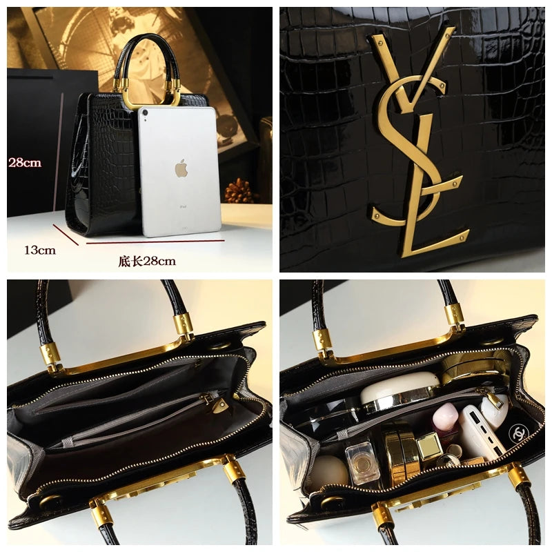High-Grade Light Luxury Handbag 2024 New Autumn and Winter Fashion Tote Bag Women'S Crocodile Print Single Shoulder Crossbodybag