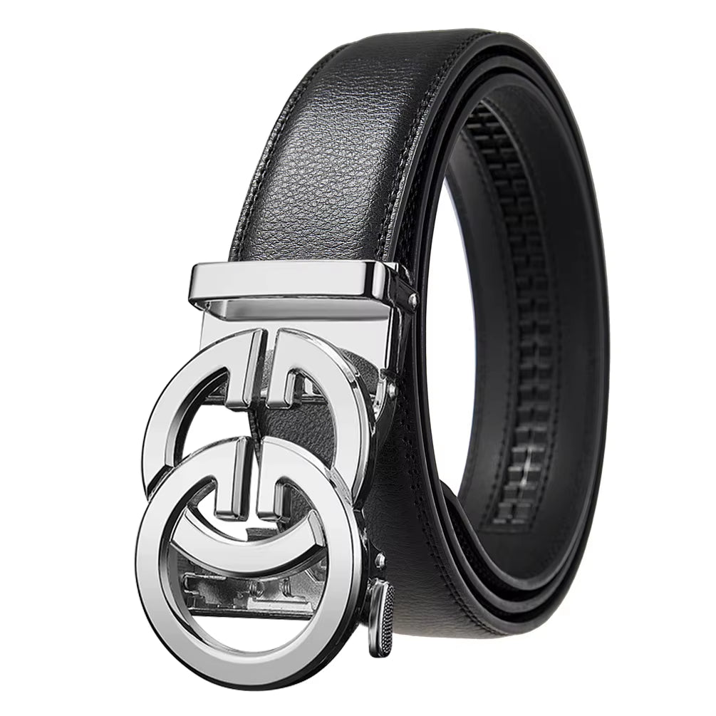 Fashion Design Belt for Men, Alloy Buckle High Quality PU Leather Automatic Belt, Adjustable Ratchet Business Casual Men'S Belt