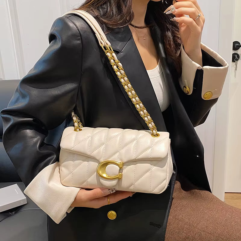 Luxury Fashion Women'S Chain Handbag PU Leather Girls Shoulder Messenger Bag Brand Lightweight Commuting Bag Tassel Square Bag
