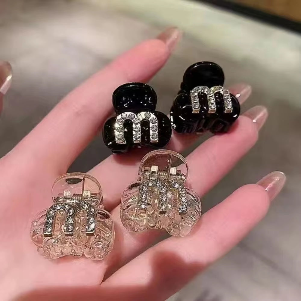 2PCS New Acrylic Rhinestone Bangs Side Hair Pins Forehead Clip Shiny Headdress Hairclips Grab Women Girls Hair Style Accessories