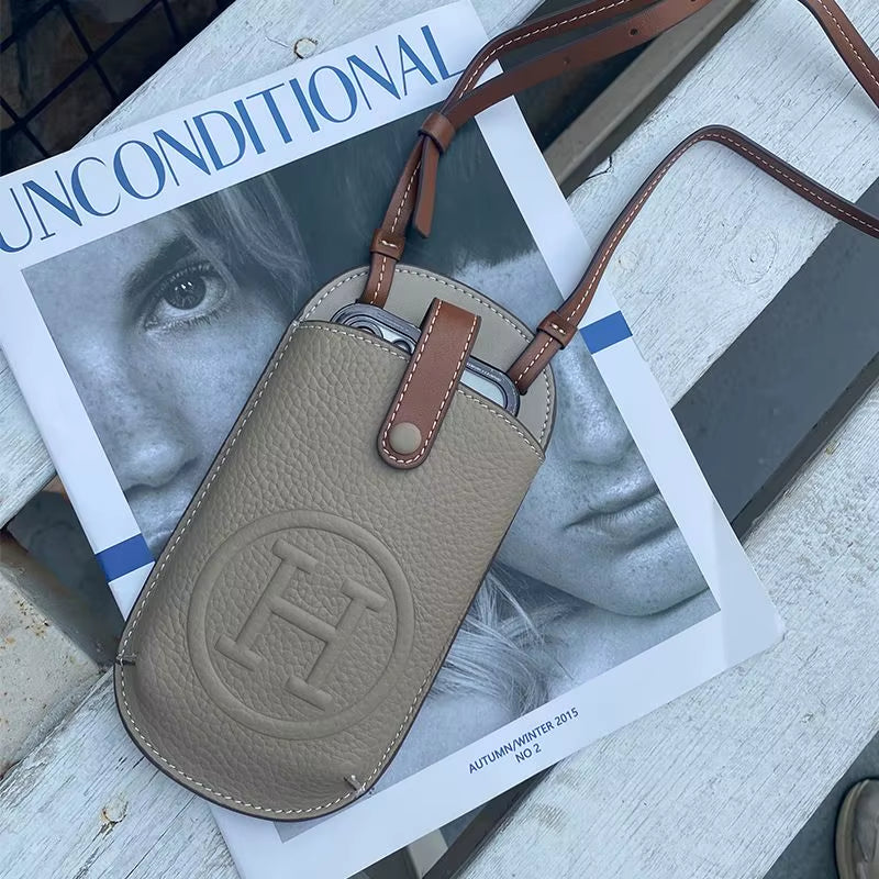 Classic Fashion Mobile Phone Bag - PU Luxury Designer Crossbody Bag - Small Bag with Elegant and High-End Leather Material
