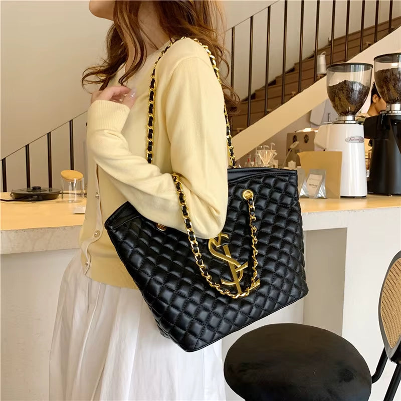 2025 New Model High-Class Women'S Bag: Trendy, Versatile, Fashionable Shoulder Bag with Large Capacity and Diamond Pattern Tote