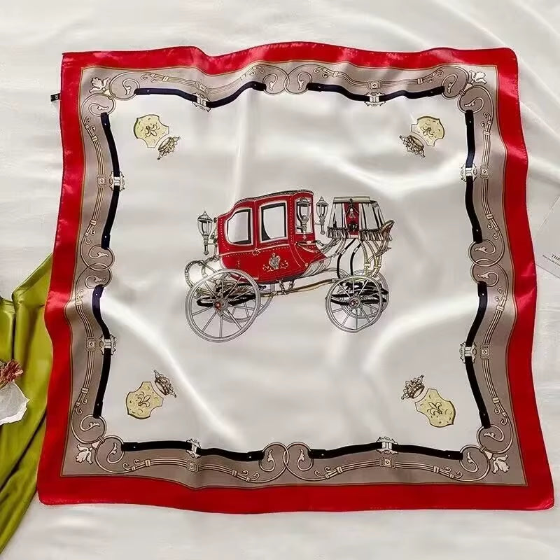 1 Pcs 70X70 Imitation Silk Satin Hair Scarf Women Handkerchief Printed Female Square Head Bandana Small Neck Muffler Hijab Lady