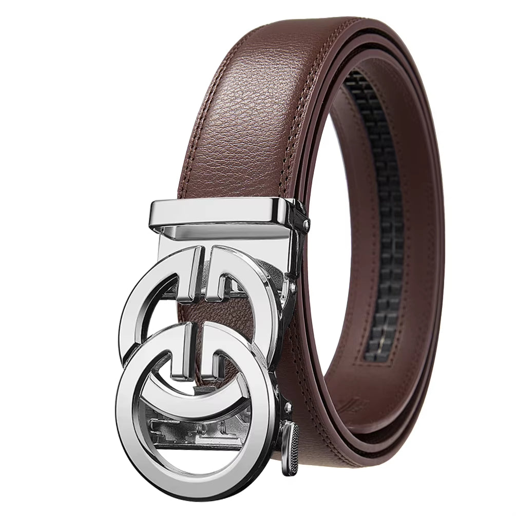 Fashion Design Belt for Men, Alloy Buckle High Quality PU Leather Automatic Belt, Adjustable Ratchet Business Casual Men'S Belt