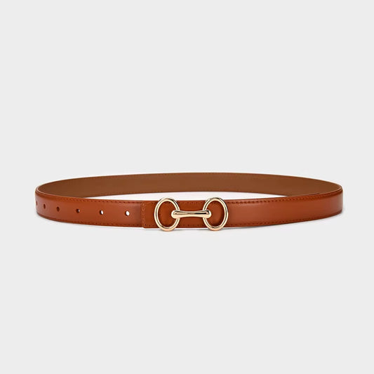 2.4Cm Belts for Women Girls Fashion Waist Belt Cowhide Leather Simple 8 Metal Pin Buckle Belt Leisure Dress Jeans Waistband