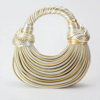 Hot Y2K Handbags for Women Gold Luxury Designer Brand Handwoven Noodle Bags Rope Knotted Pulled Hobo Silver Evening Clutch Chic