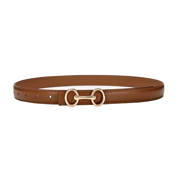 2.4Cm Belts for Women Girls Fashion Waist Belt Cowhide Leather Simple 8 Metal Pin Buckle Belt Leisure Dress Jeans Waistband