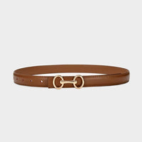 2.4Cm Belts for Women Girls Fashion Waist Belt Cowhide Leather Simple 8 Metal Pin Buckle Belt Leisure Dress Jeans Waistband