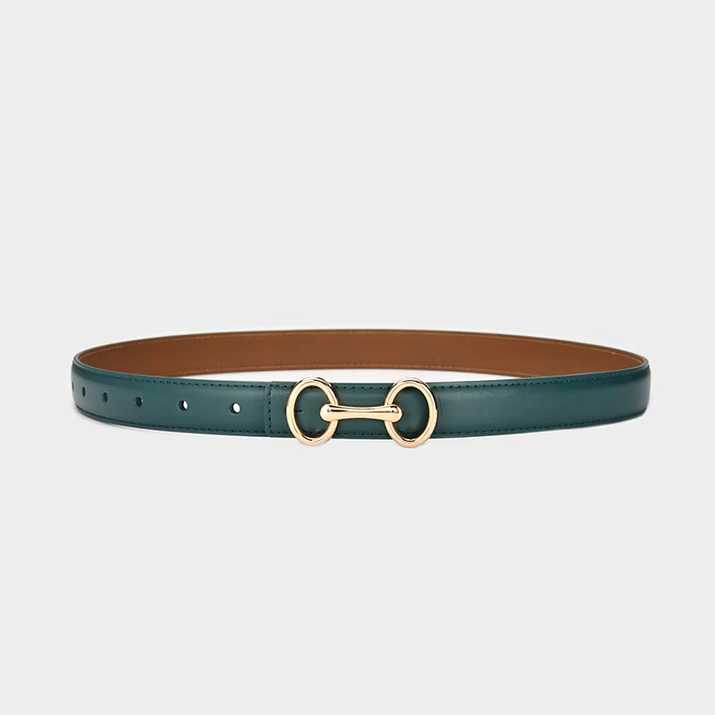 2.4Cm Belts for Women Girls Fashion Waist Belt Cowhide Leather Simple 8 Metal Pin Buckle Belt Leisure Dress Jeans Waistband