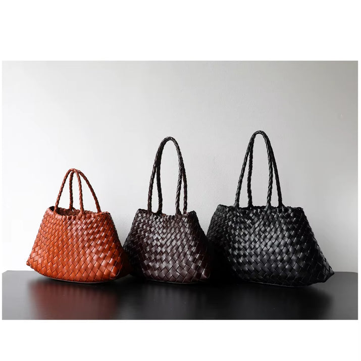 Niche Light Luxury High-End Sense First-Layer Cowhide Vegetable Basket Handmade Bag Retro Versatile Portable Underarm Bag