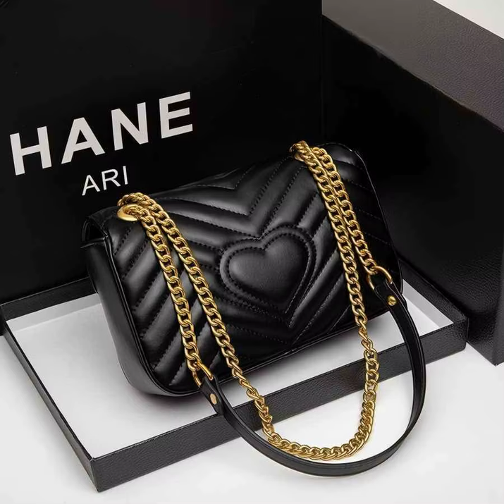 New Classic Leather Diamond-Pattern Chain Bag - Fashionable and Retro Crossbody Bag - Luxurious Designer Shoulder Bag - Handbag