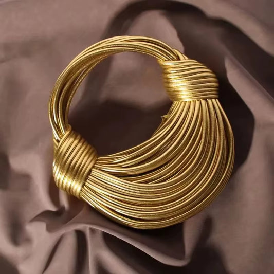 Hot Y2K Handbags for Women Gold Luxury Designer Brand Handwoven Noodle Bags Rope Knotted Pulled Hobo Silver Evening Clutch Chic