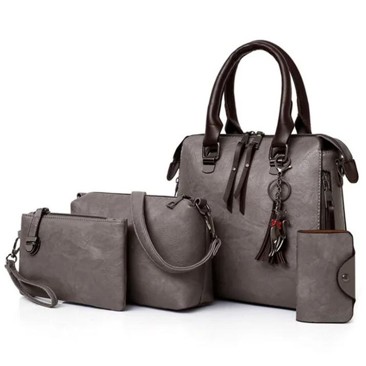 Women Composite Tassel Bag Luxury Leather Purse Handbags Famous Brands Designer Top-Handle Female Shoulder Bag 4Pcs/Set