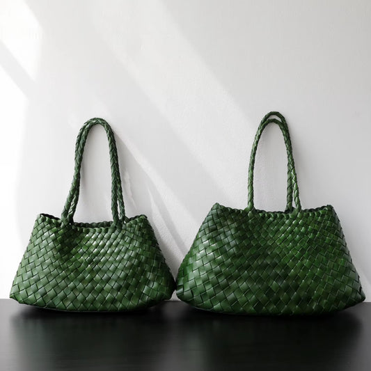 Niche Light Luxury High-End Sense First-Layer Cowhide Vegetable Basket Handmade Bag Retro Versatile Portable Underarm Bag