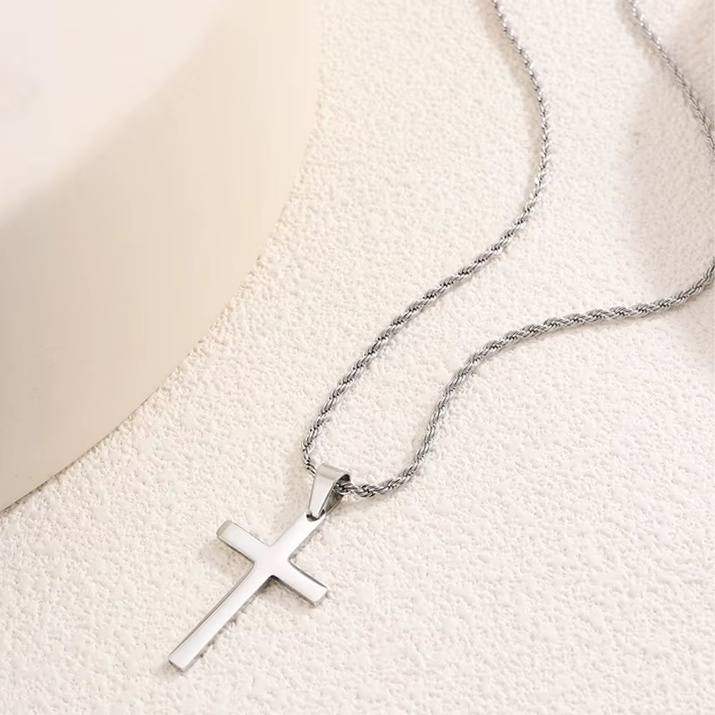 New Stainless Steel Cross Pendant Necklace for Men Women Minimalist Gold Color Jewelry Male Female Necklaces Chokers Gifts 2024