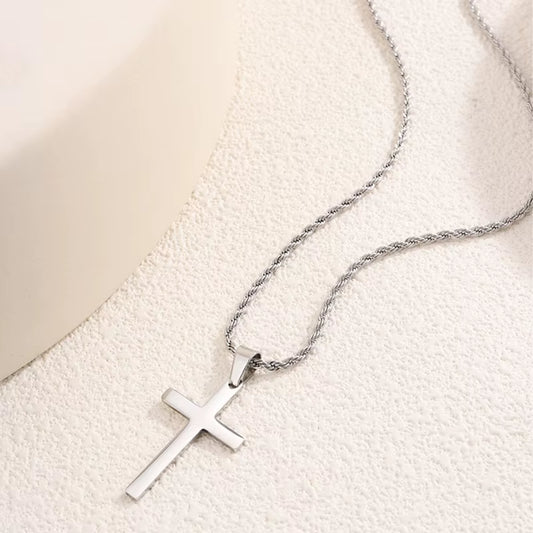New Stainless Steel Cross Pendant Necklace for Men Women Minimalist Gold Color Jewelry Male Female Necklaces Chokers Gifts 2024
