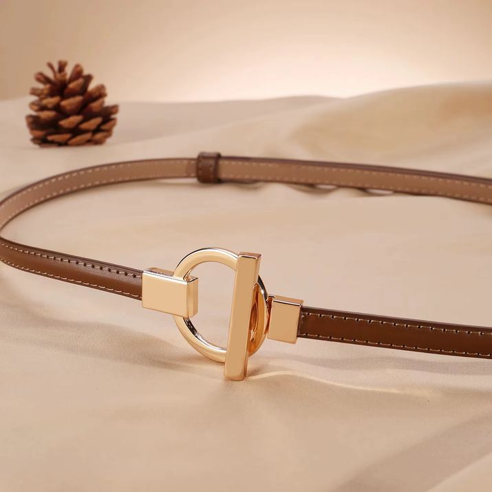 Leather Belt for Women Minimalist Cowhide Buckle Office Blazer Maxi Dress Fashion Accessory